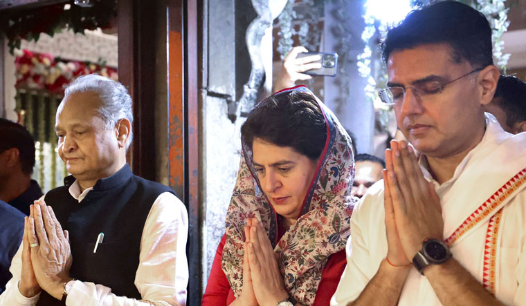 Ashok Gehlot Sachin Pilot Priyanka Gandhi 